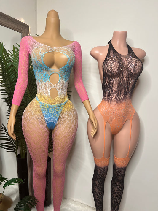 Fishnet Rhinestone Bodystockings (Ready to Ship)