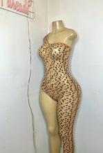 Load image into Gallery viewer, Leopard One Leg Bodystocking
