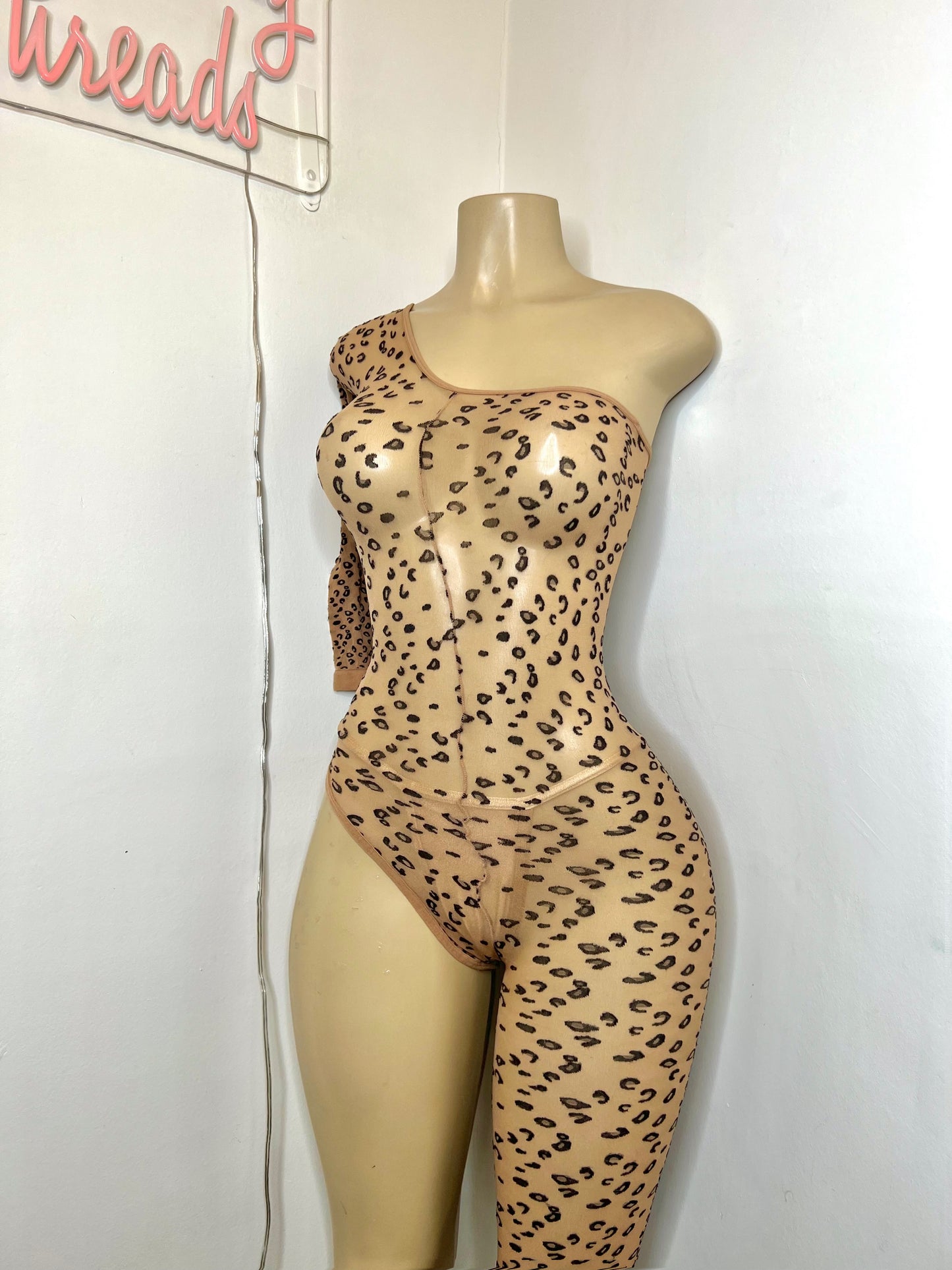 Leopard One Leg Bodystocking (Ready to Ship)