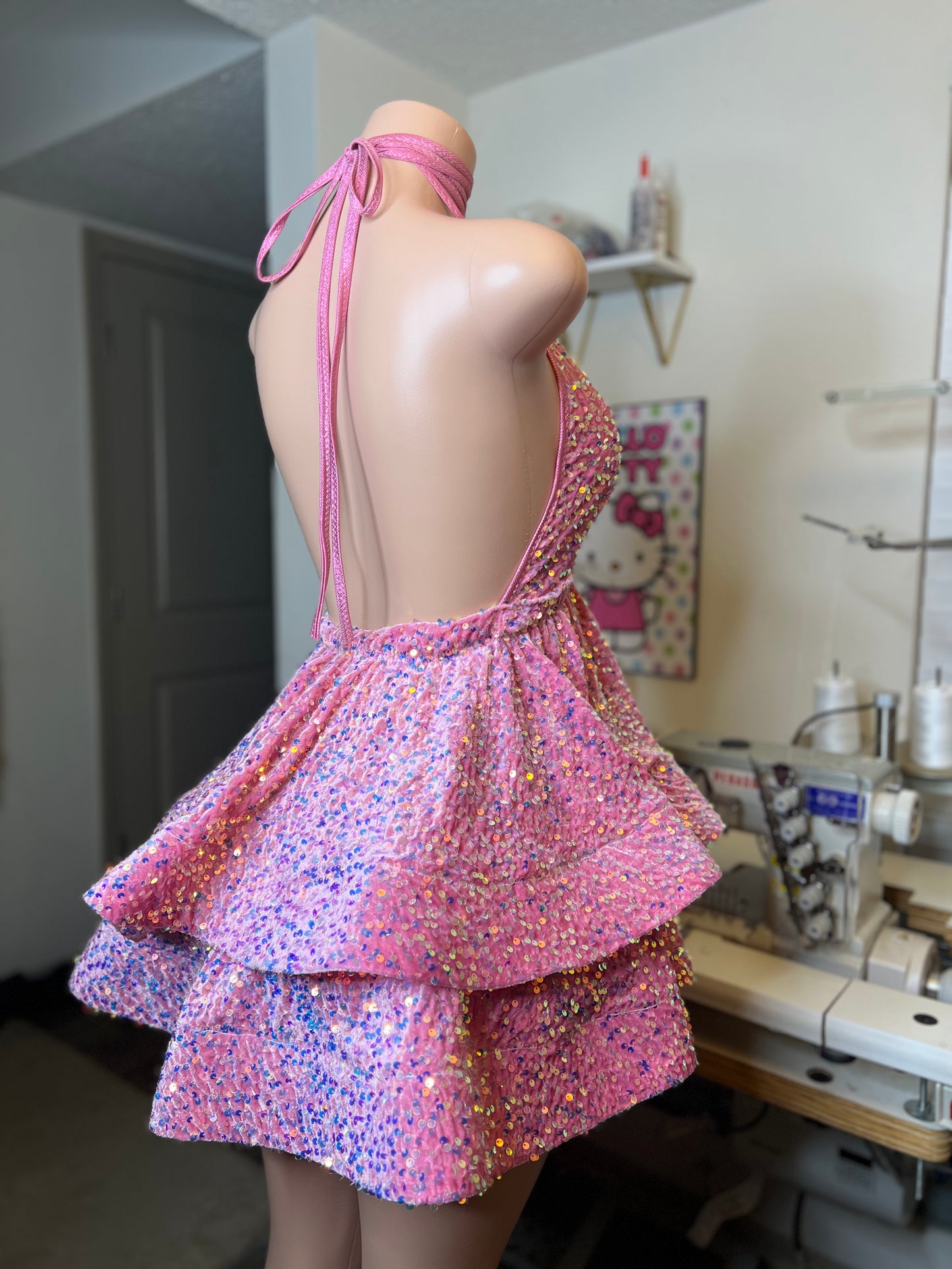 Pretty In Pink Tier Sequin Dress (Ready to Ship)