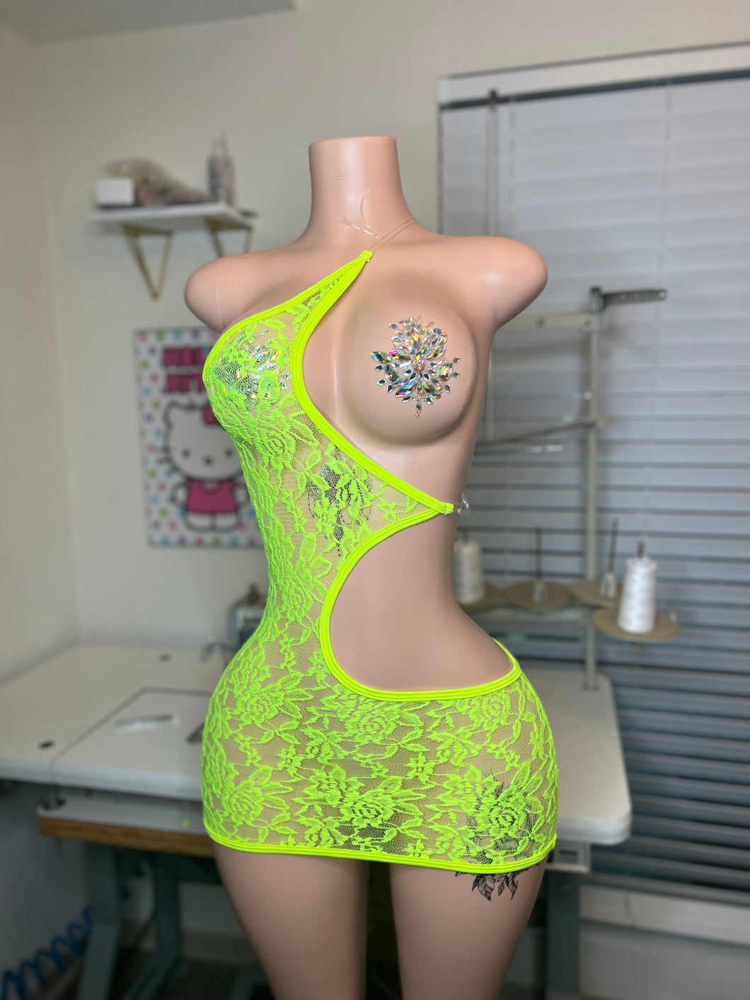 Neon Green Cut Out Dress 2.0