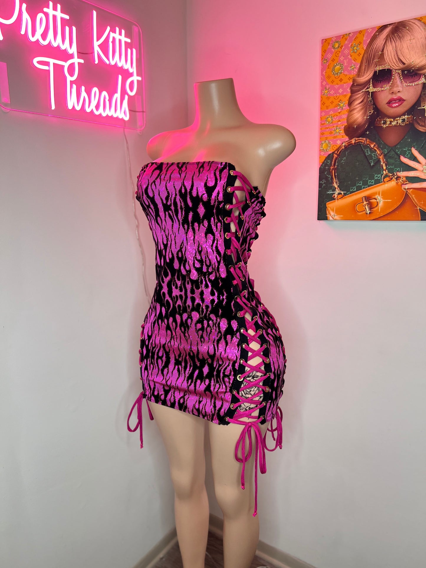 Pink Flamez Grommets Dress 🔥 (Ready to Ship)