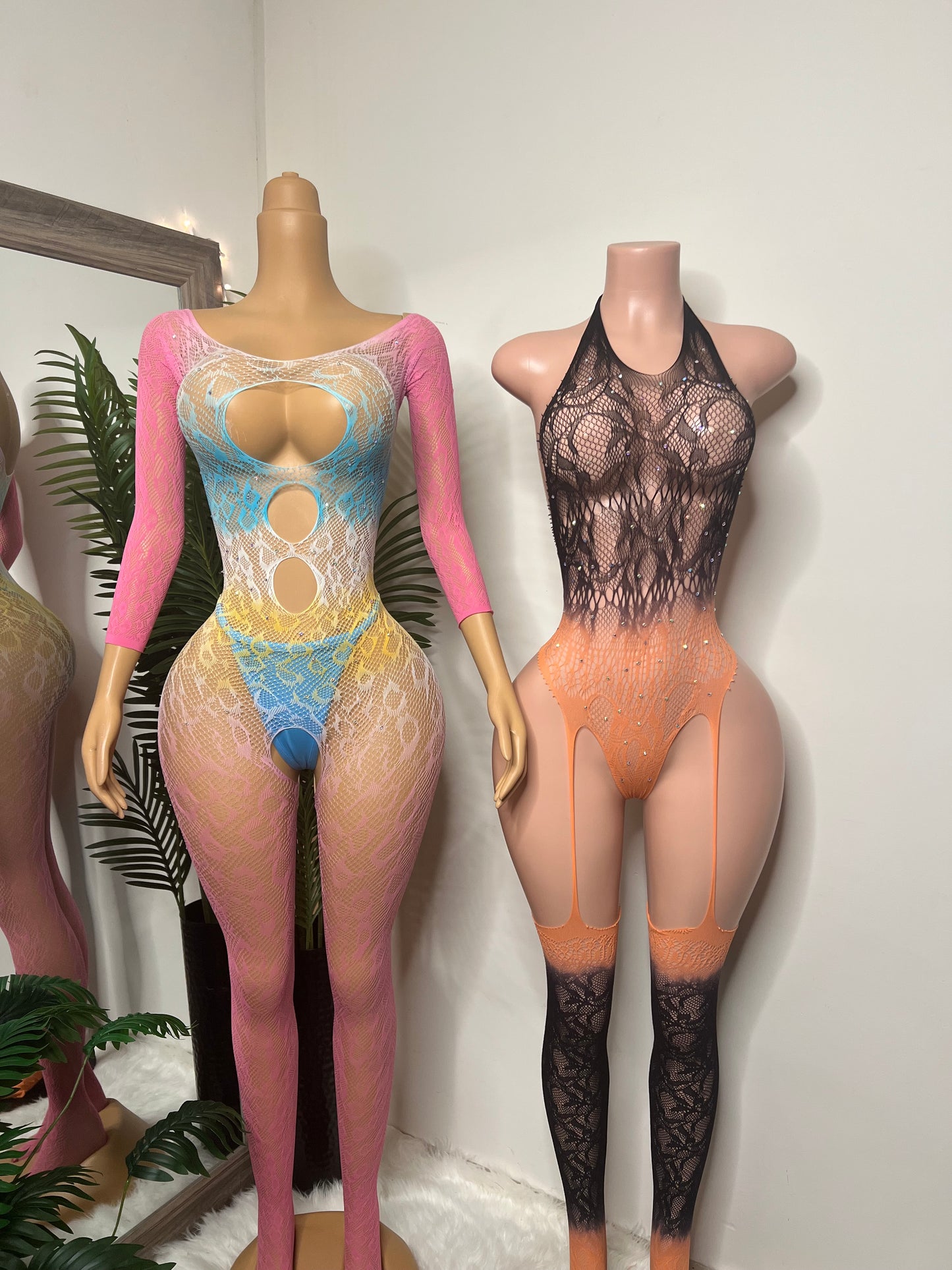 Fishnet Rhinestone Bodystockings (Ready to Ship)