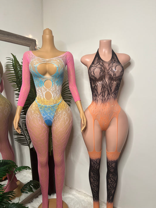 Fishnet Rhinestone Bodystockings (Ready to Ship)