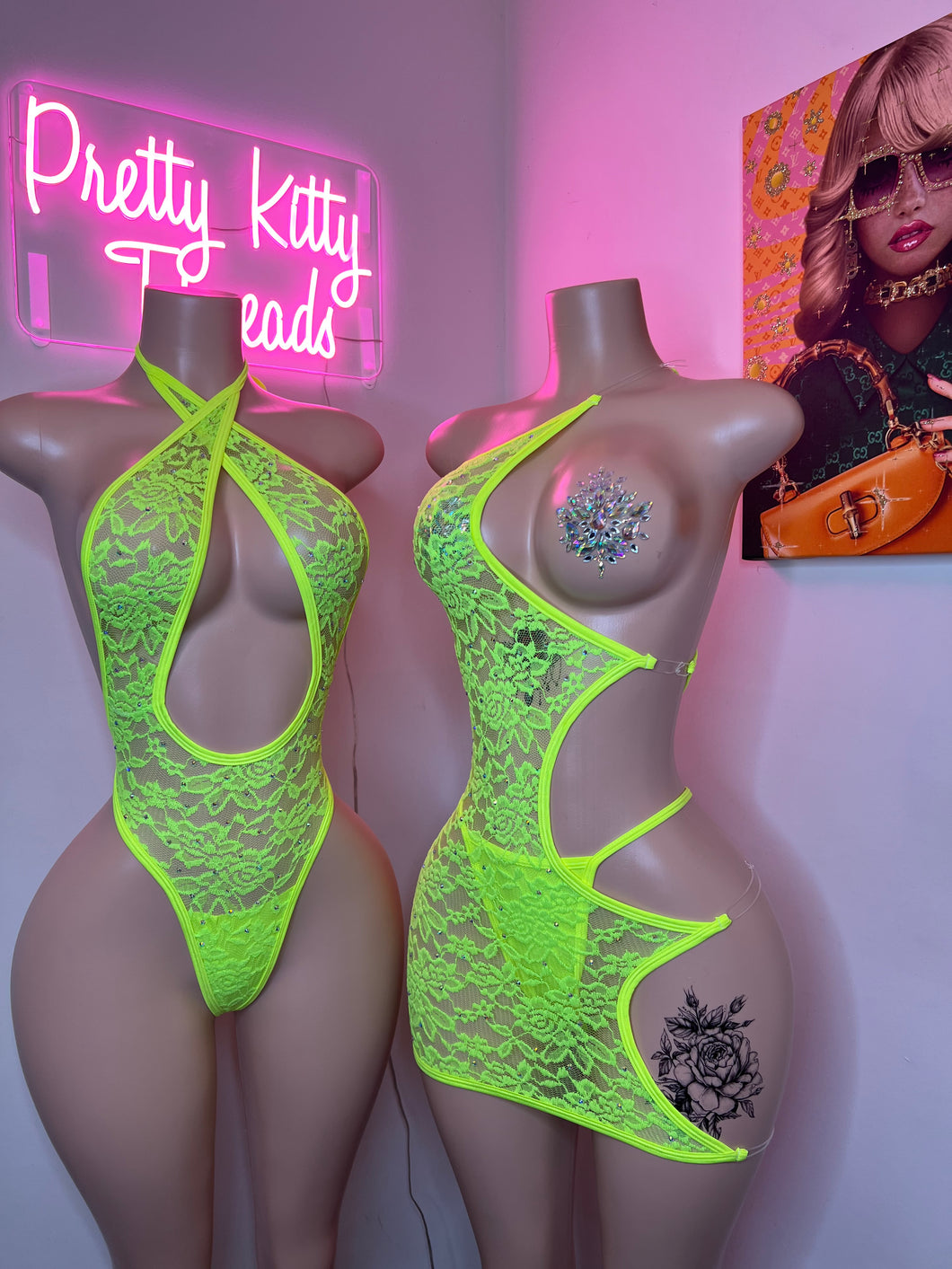 Neon Green Lace Sets