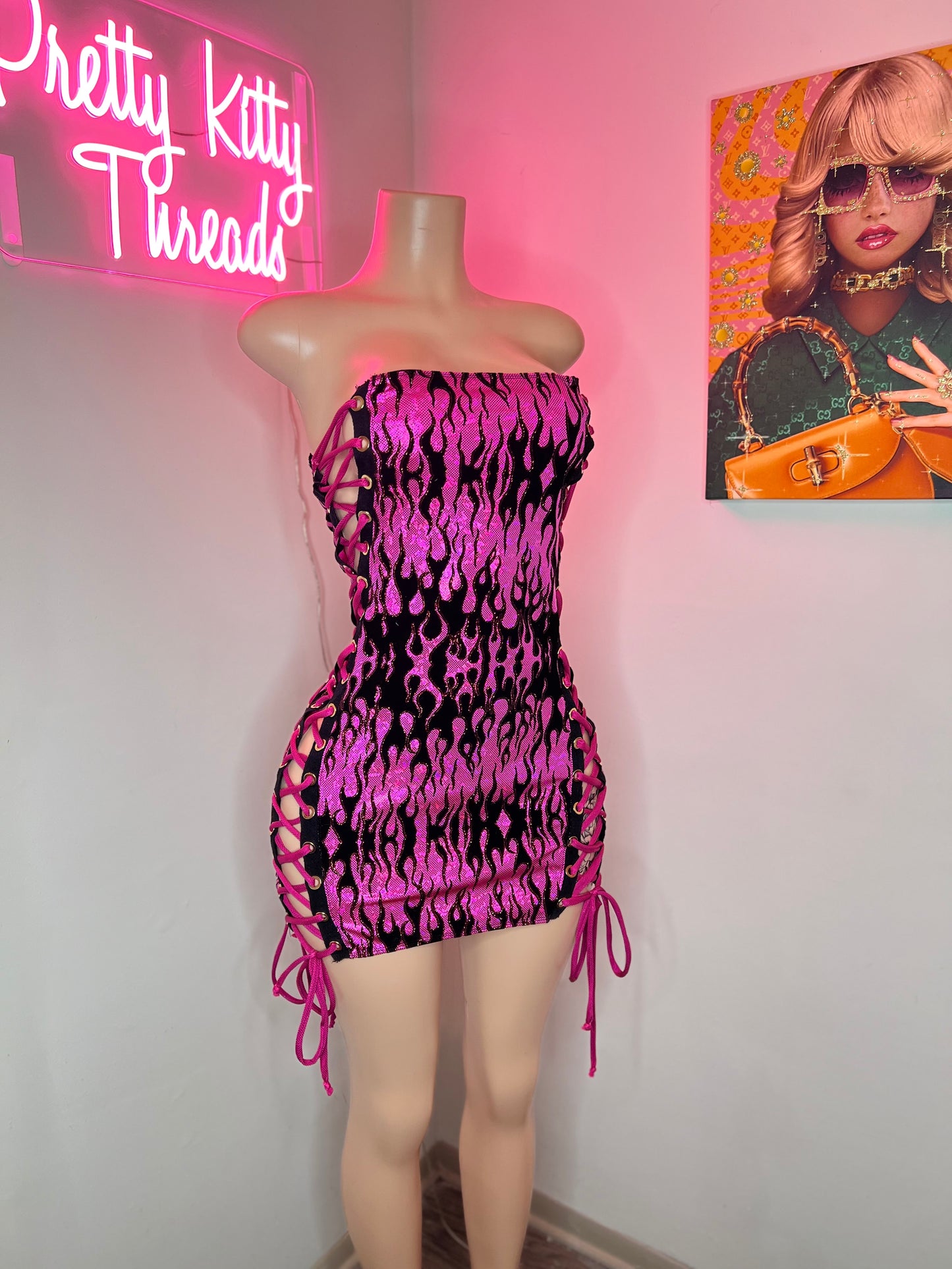 Pink Flamez Grommets Dress 🔥 (Ready to Ship)