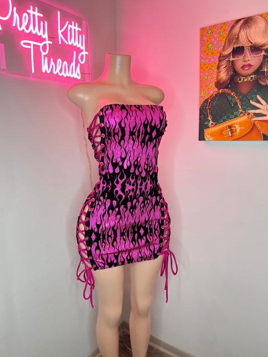 Pink Flamez Grommets Dress 🔥 (Ready to Ship)