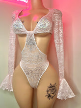 Load image into Gallery viewer, Lace Baby pink cut out one piece 💖*READY TO SHIP*
