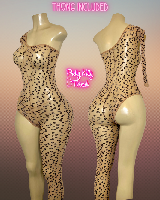 Leopard One Leg Bodystocking (Ready to Ship)